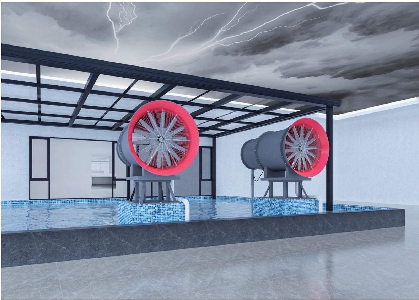 In-house testing chamber for wind pressure and water tightness